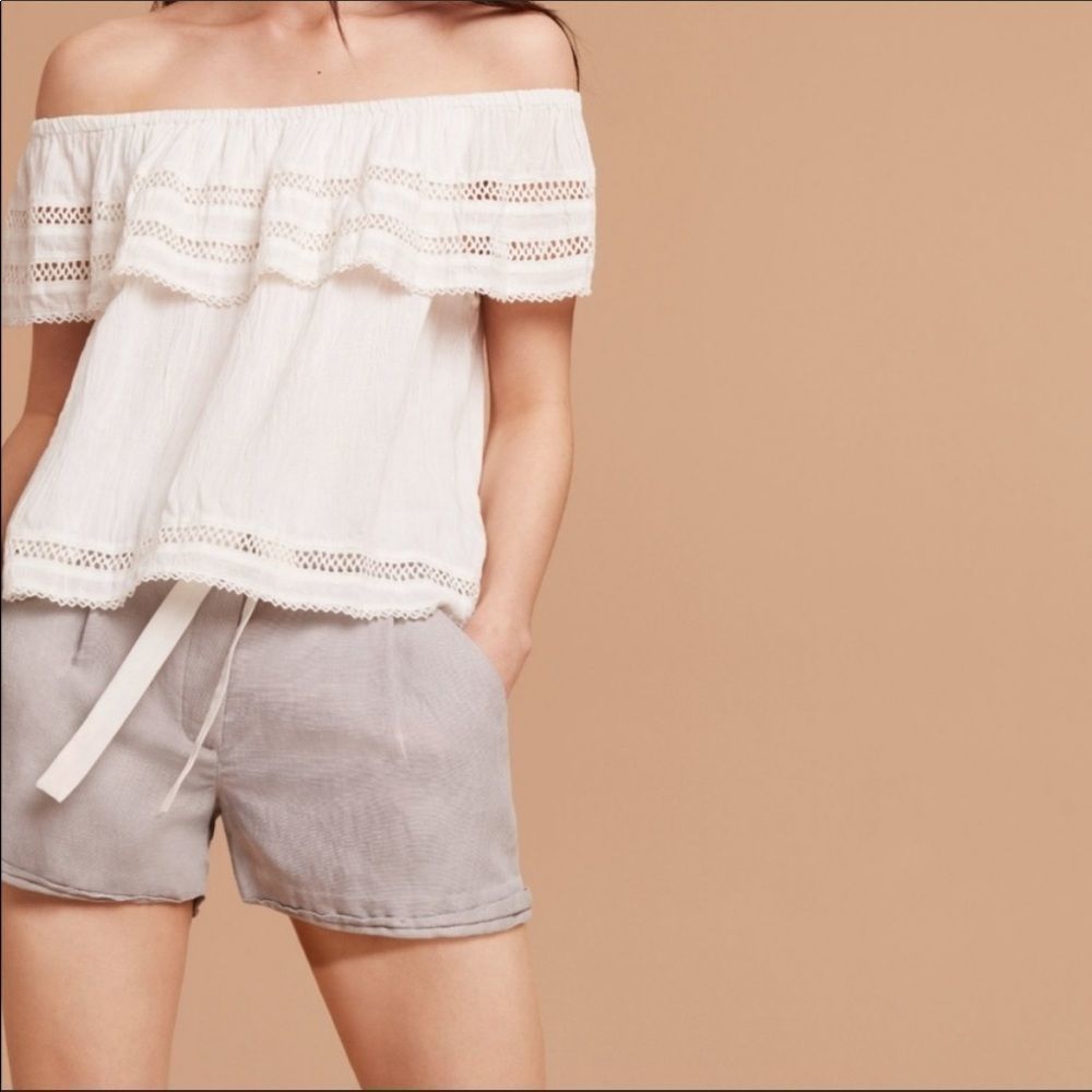 Aritzia Wilfred Allegra Linen Shorts 00 Light Grey